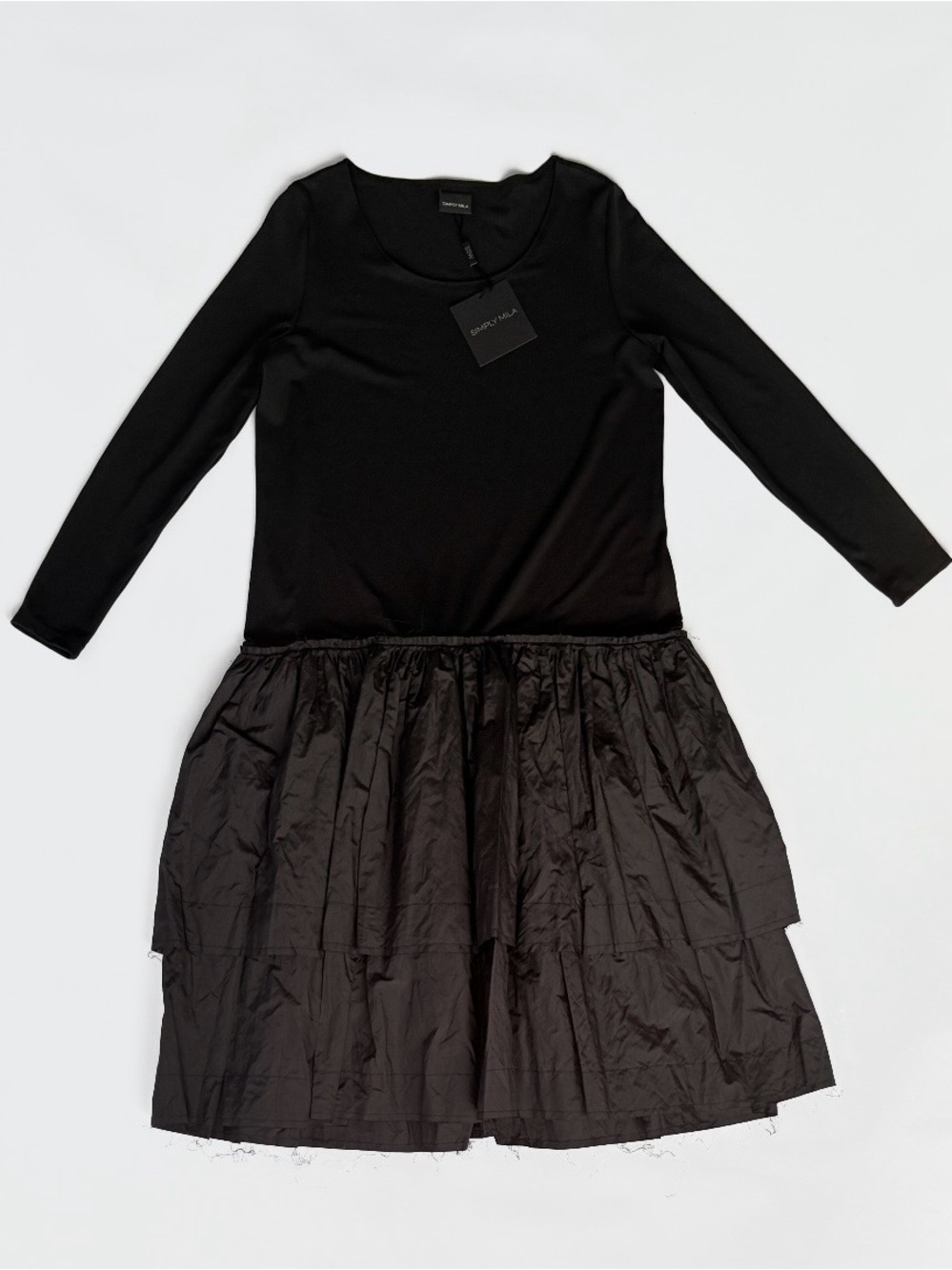 Black Long-Sleeve Tiered Dress by Simply Mia